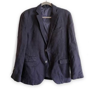 MASSIMO DUTTI Men's Navy Blue 100% Linen 2-Button Casual Blazer Sport Coat 38
